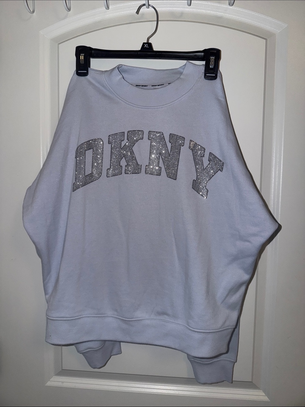 DKNY Light Blue Sweatshirt and Sweatpants SET with Silver Crystal Logo